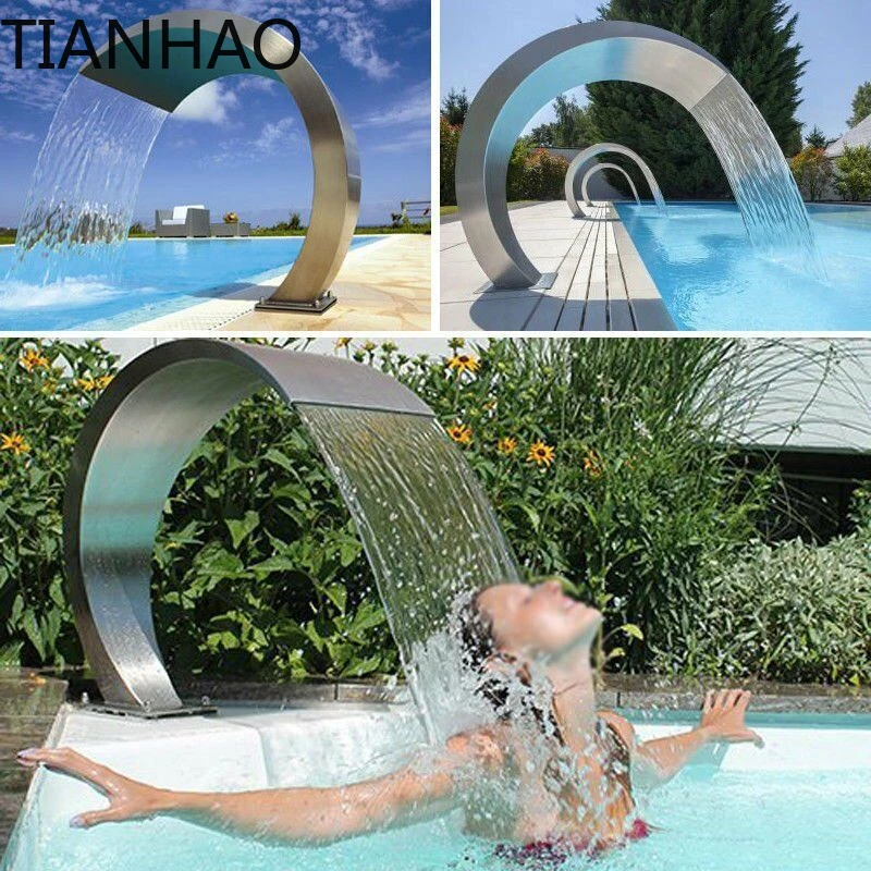 Waterfall Fountain for Swimming Pool Hot Spring Spa Hydro Massage System Outlet for Shoulder Neck Back Relief Stainless Steel