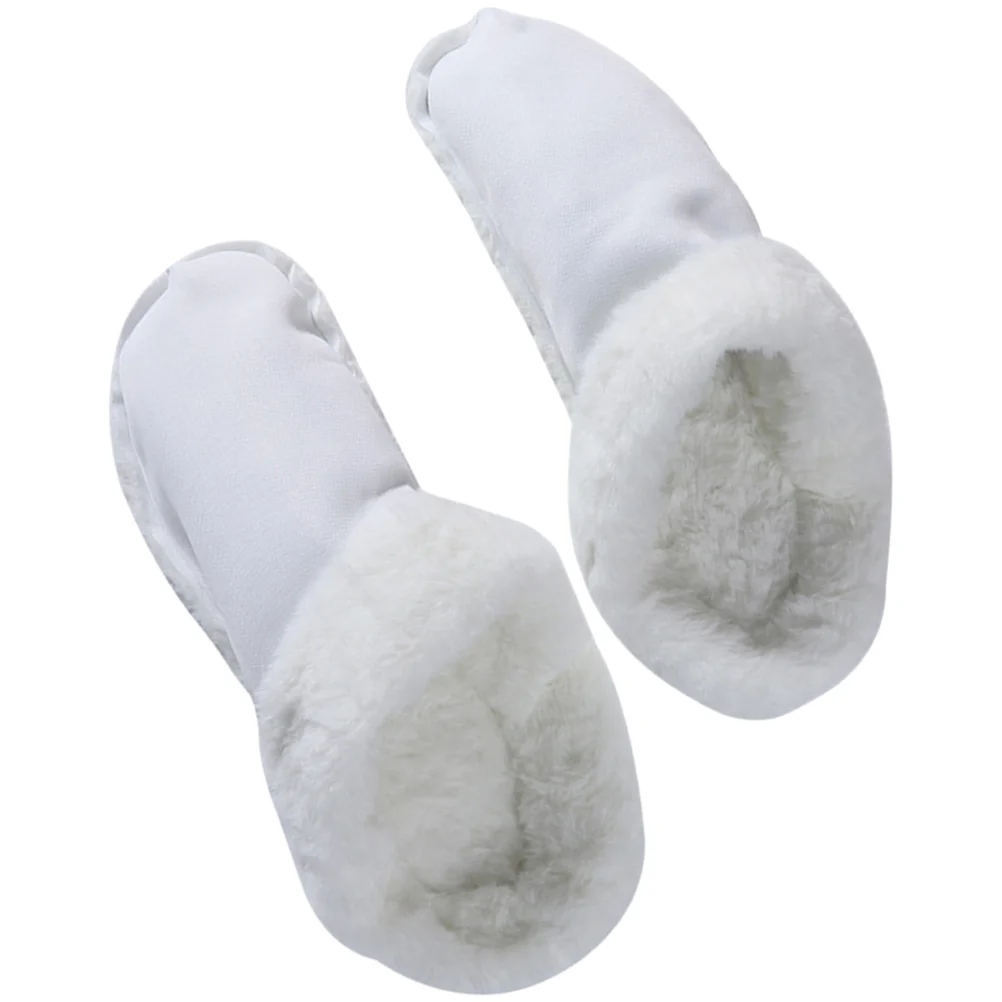 Sandals for Men Plush Hole Shoes Cover Thickened Rivet Lining White Cotton Sleeve Man