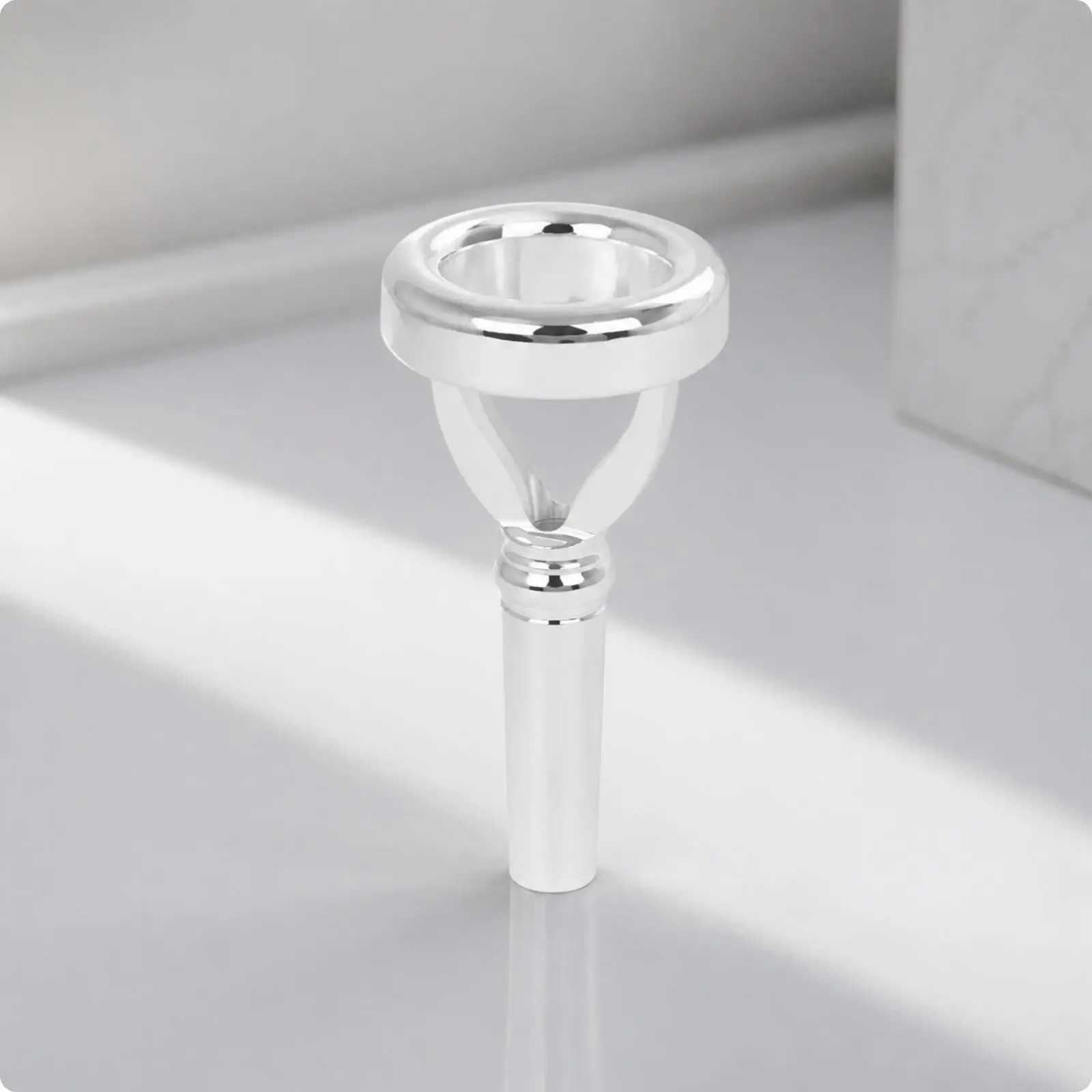Silver Brass Embouchure Mouthpiece for French Horn Players Practice Device with Storage Case Included