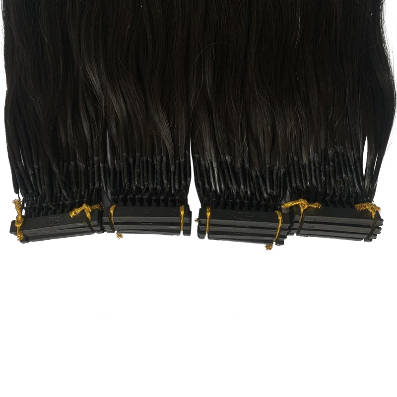 Extensiones de cabello humano virgen Natural 6D, microanillo de bucle sin costuras hecho a mano, 10-30 pulgadas, 1 fila, 5 unidades, 50g por juego