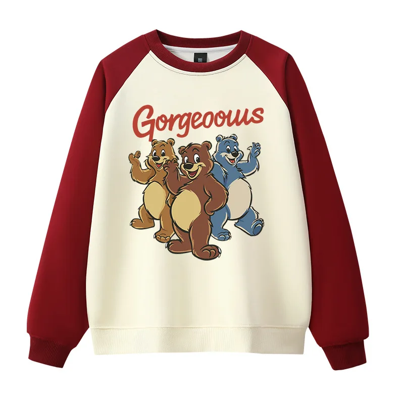 CGC Korean Fashion Cartoon Bear Print Women Sweatshirts High Quality Pure Cotton Hoodies Casual Loose Pullovers y2k Style Tops