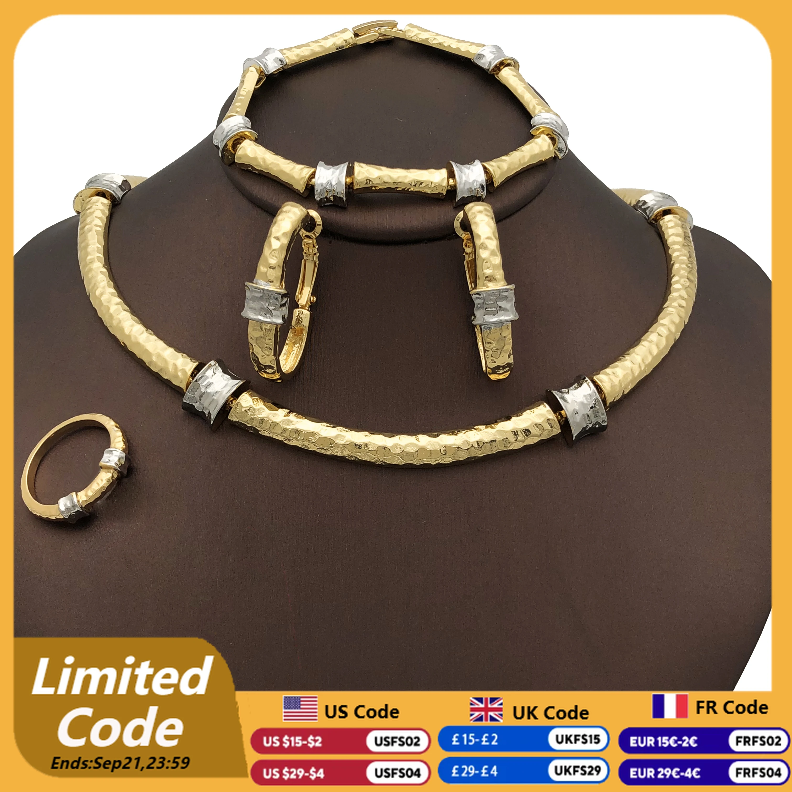 

Dubai Jewelry Set Party Wedding Jewelry Thin Chain Earrings For Women Accessories Round Shape Necklace Bracelet Rings