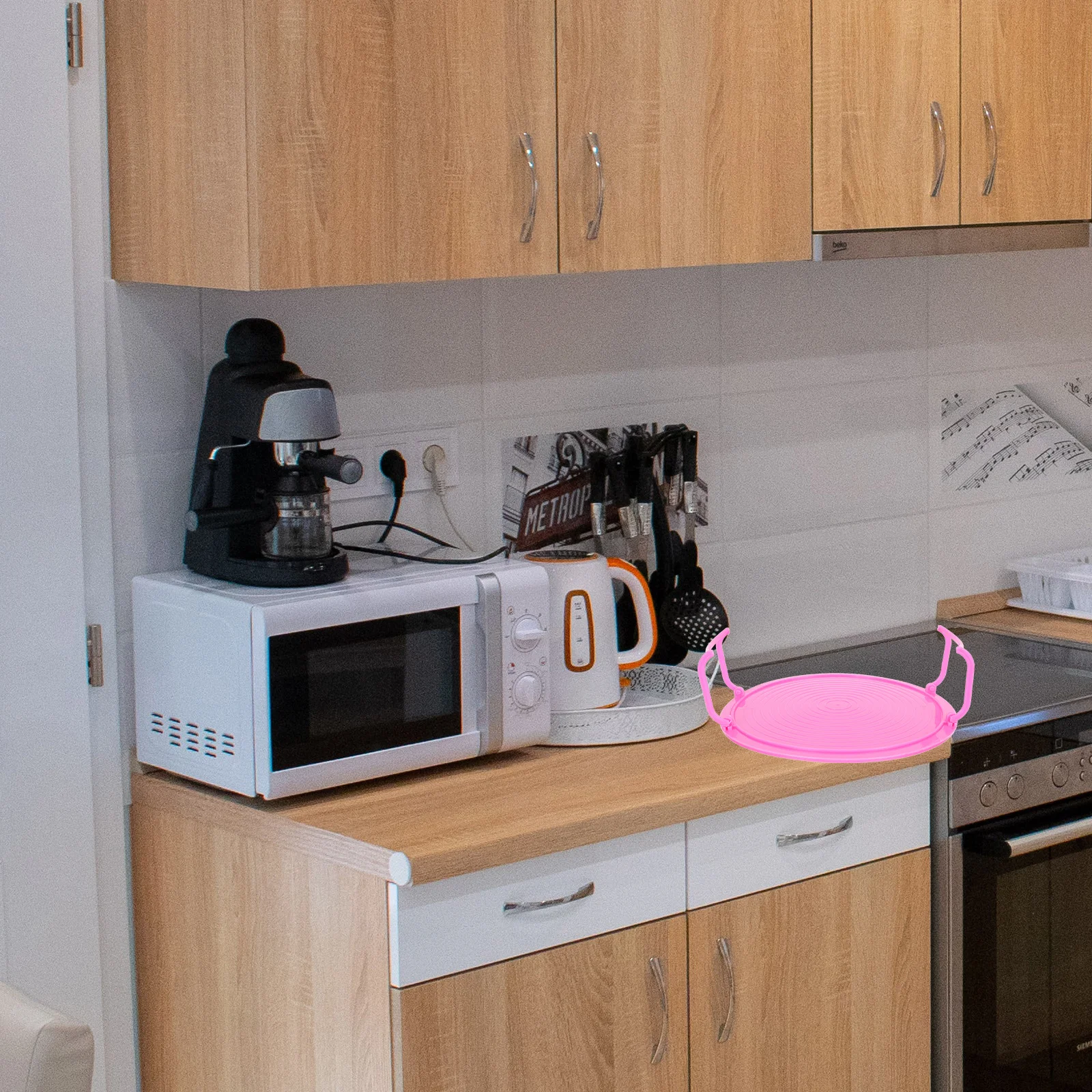 

2Pcs Multifunctional Food Tray Organizer Round Microwave Steaming Rack with Layered Storage Stand for Kitchen Cooking Baking