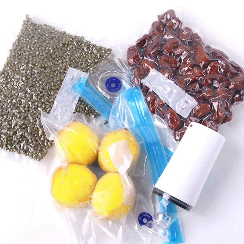 1Set Vacuum Food Storage Zipper Bags Set Electric Handheld Vacuum Sealer Pump+15Pcs 21 X 22 Cm Bags