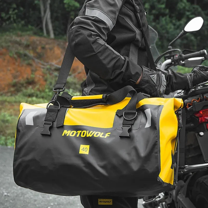 Waterproof Motorcycle Tail Bag Travel Outdoor Dry Luggage Roll Pack Bag 40/66 Motorbike Luggage Backpack Motorcycle Seat Bag