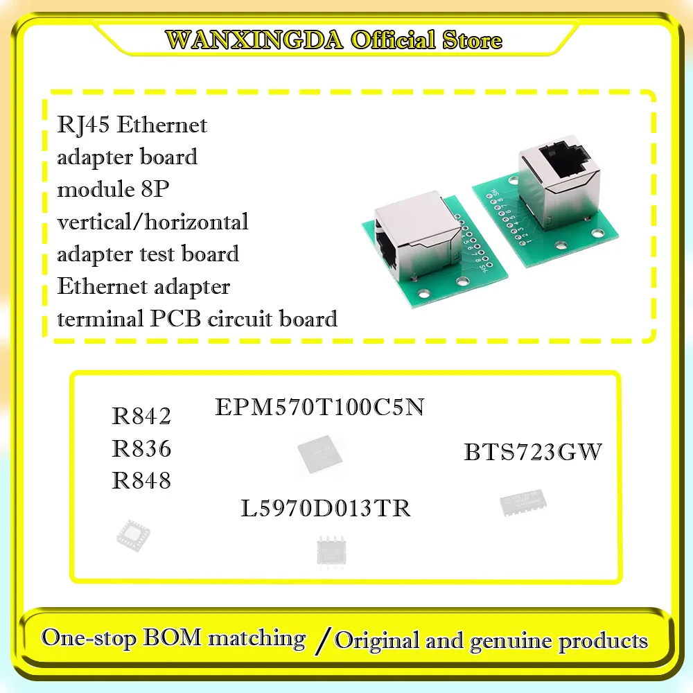 

L5970D013TR EPM570T100C5N R842 R836 R848 BTS723GW RJ45 Ethernet adapter module 8P vertical/horizontal adapter test board