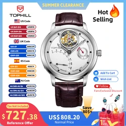 TOPHILL Tourbillon Watch for Men Automatic Movement SL5522B 43.7mm Fire Texture Dial Luxury 5Bar Waterproof Sapphire TU009G