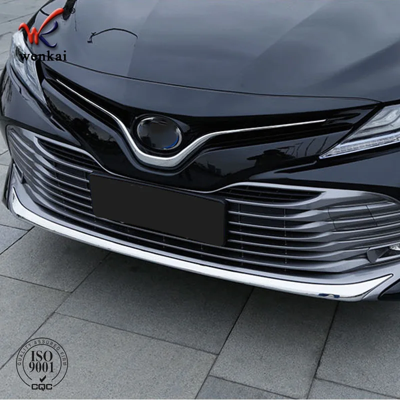 Car Body Bumper Engine ABS Chrome Trim Front Bottom Grid Grill Grille Edge Panel 1pcs For Toyota Camry 2018 -2023 Styling