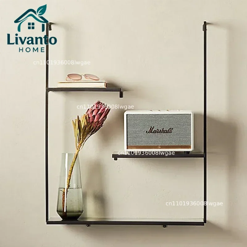 

Metal Wall Hanging Storage Shelf Nordic Living Room Bookshelf Bedroom Wall Storage Rack Bar Decorative Rack