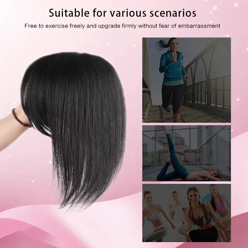 25cm 100% capelli umani 8 x12cm fermaglio per capelli in un pezzo estensioni dei capelli parrucca superiore pezzo per le donne con accessori per capelli diradati