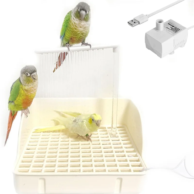 

ABUG-Automatic Parakeet Bird Bath With Pump, Bird Shower Fountain Indoor Bathtub With Running Water, Parrot Bath Tub Faucet