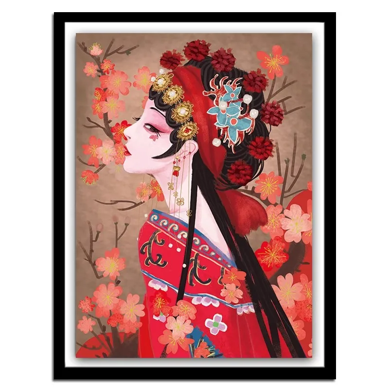 Beijing opera Beauty Pre-Printed 11CT Cross Stitch Embroidery Patterns Threads Needlework Handicraft Sewing Hobby Home Needle