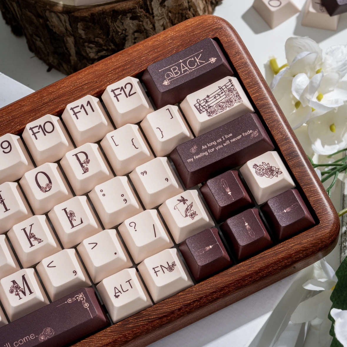 คีย์บอร์ดลายดอกกุหลาบ & 150คีย์ย้อนยุครูปเชอร์รี่ PBT คีย์บอร์ดสีระเหิดอุปกรณ์เสริมคีย์บอร์ด