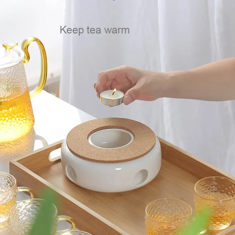 Ceramic Teapot Warmer Holder Base Tea Warmer Insulation Base Tea Coffee Water Warmer Candle Heating Base Holder Teaware