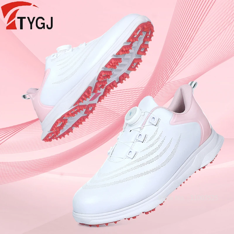 TTYGJ-Chaussures de golf imperméables à laçage rapide pour femmes, baskets sans crampons, coordonnantes, respirantes, chaussures de golfeur, design anti-baume