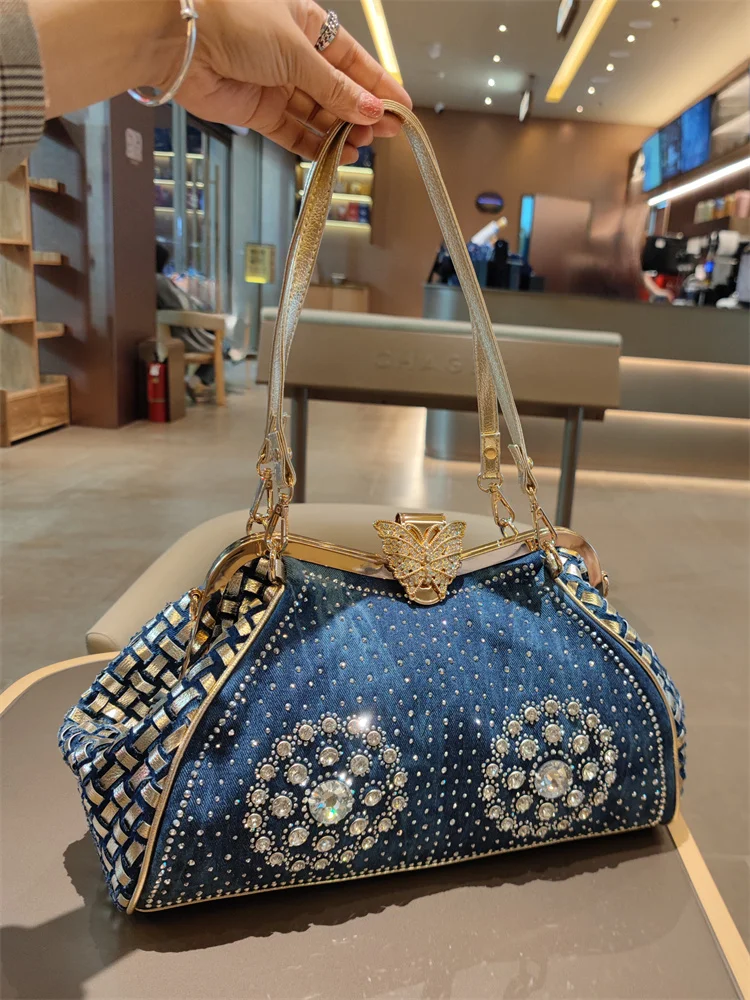 

Кожаная сумка Ele Large Capaci с бриллиантами, модная женская сумка на одно плечо, мягкая ell Ape