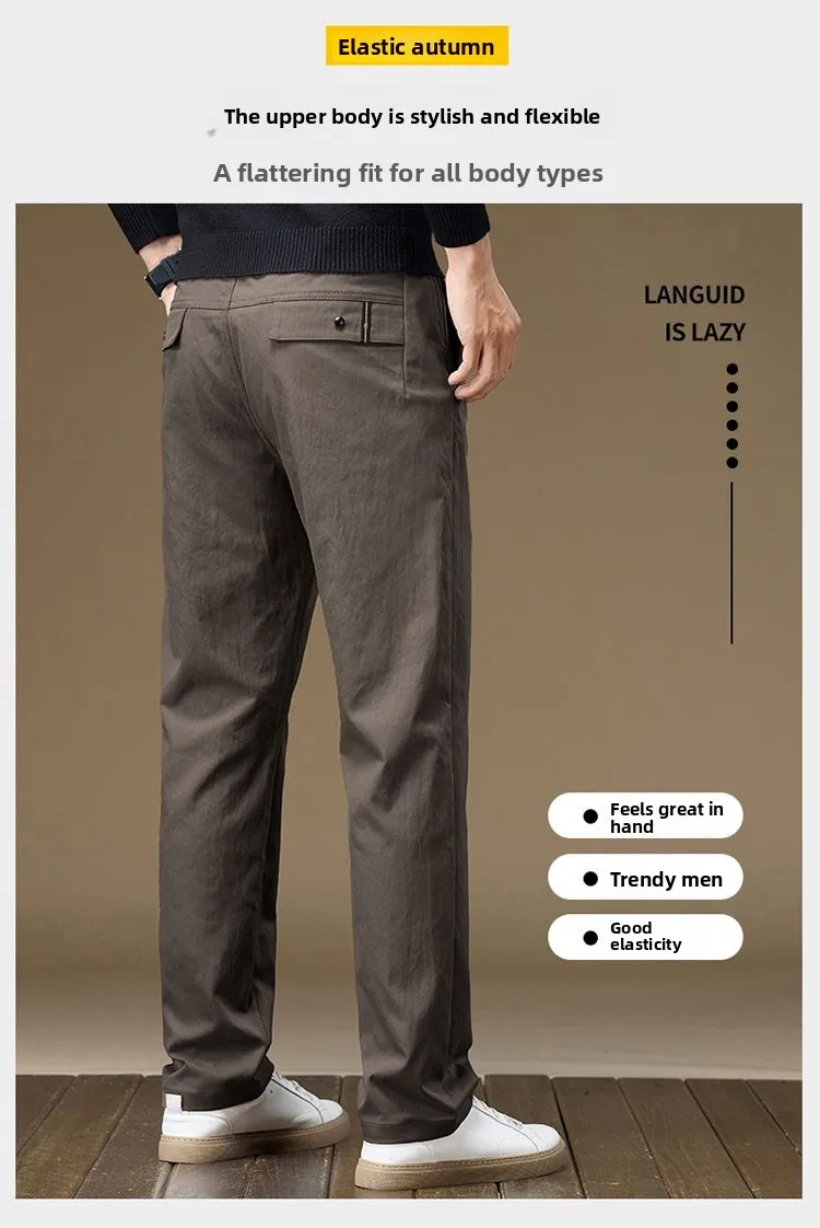 Herren Business-Hose, Gerade Passform, Baumwolle, Lässige Hose, Modische Herrenhose mit Elastischem Bund, Dehnbar, für Frühling und Herbst, Vielseitige Arbeitshose – Detail 7