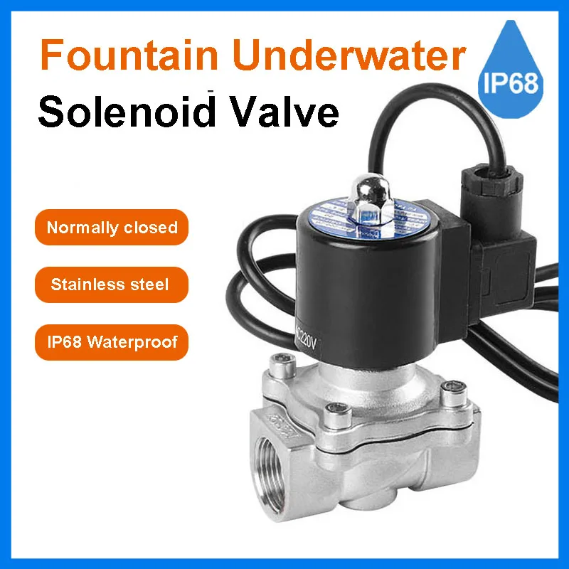

1/2“ 3/4” 1“ 1-1/4” 2" Normally Closed Fountain Solenoid Valve 230V 220V 12V 24V SS304 Valves Waterproof IP68 For Underwater