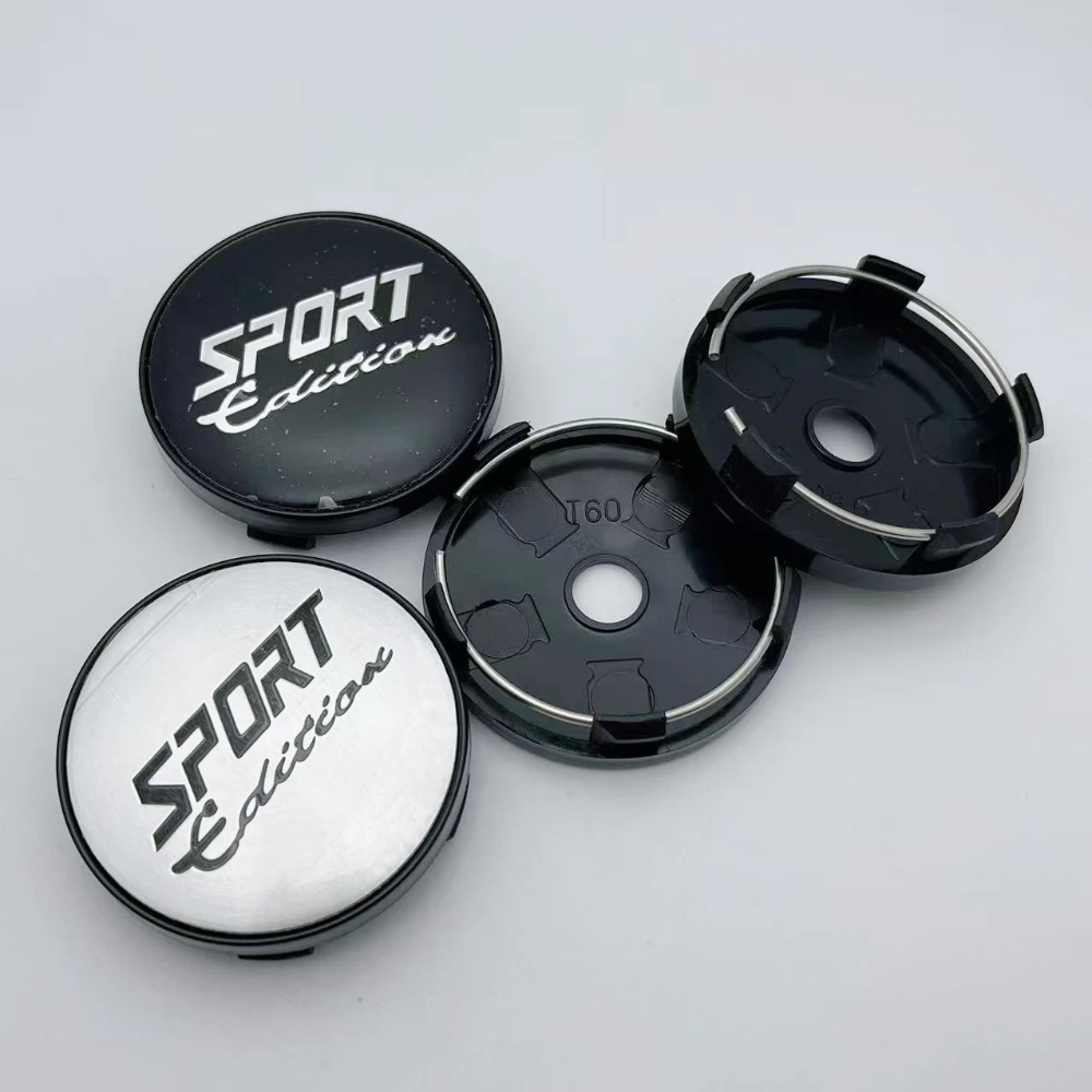 

4pcs 60MM Sport Logo Emblem Car Wheel Center Caps Car Accessories for Wheel Hub Centre Cover Auto Rim Hubcaps Black/Silver Cap