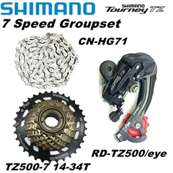 Shimano Tourney TZ500 7 Speed Groupset RD-TZ500 Bike Rear Derailleur TZ500-7 Cassette 14-28T 14-34T CN-HG71 Bike Chain 112L