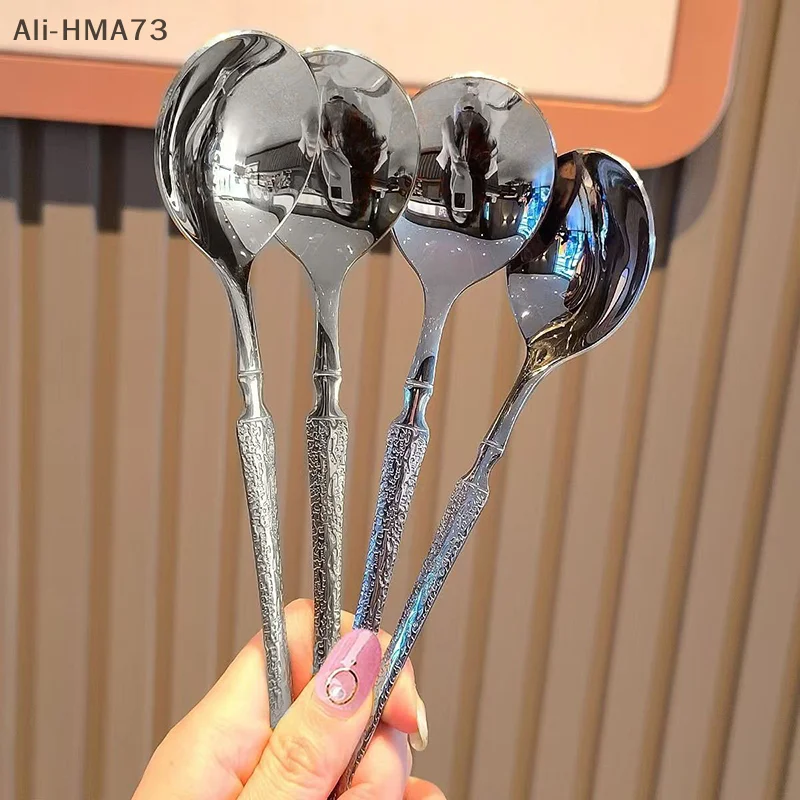 

1Pcs Stainless Steel Square/Round Head Spoon Soup Spoon Rice Spoon LongHandle Tableware Spoon Kitchen Utensils