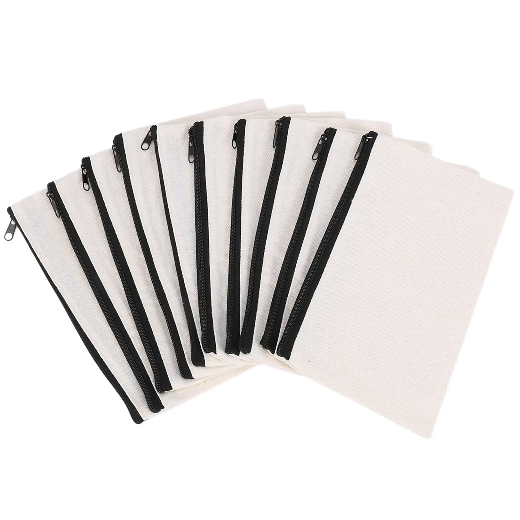 50 Stück Canvas-Make-up-Taschen, Canvas-Reißverschlusstaschen, Federmäppchen, blanko, DIY-Basteltaschen, Kosmetiktasche