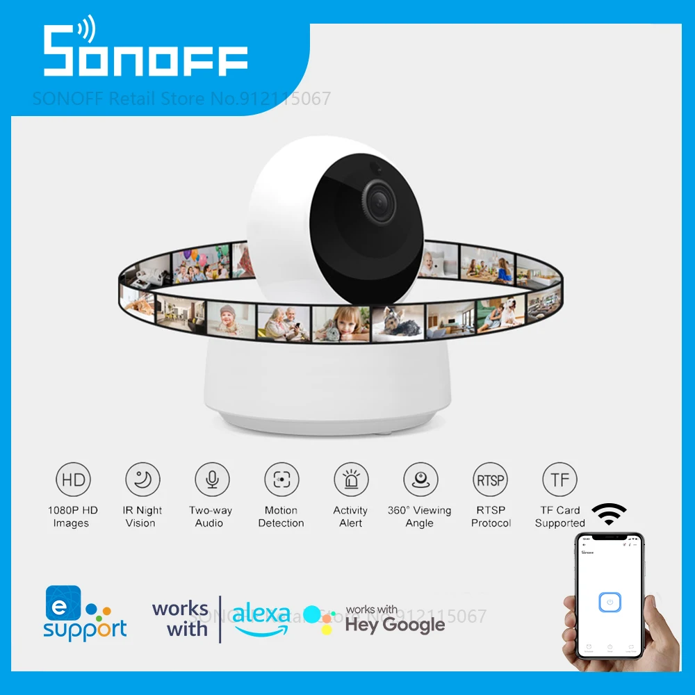 

SONOFF GK-200MP2-B 1080P HD Smart Surveillance IP Camera Smart Home Security Detect Mini Indoor WiFi Wireless Baby Monitor Alexa