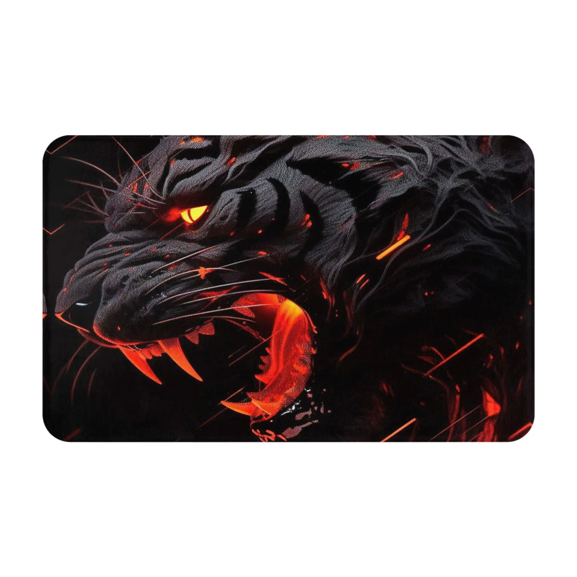 Lava Rock Fiery Tiger Portrait Doormat Bath Living Room Mat  Absorbent Home Decoration