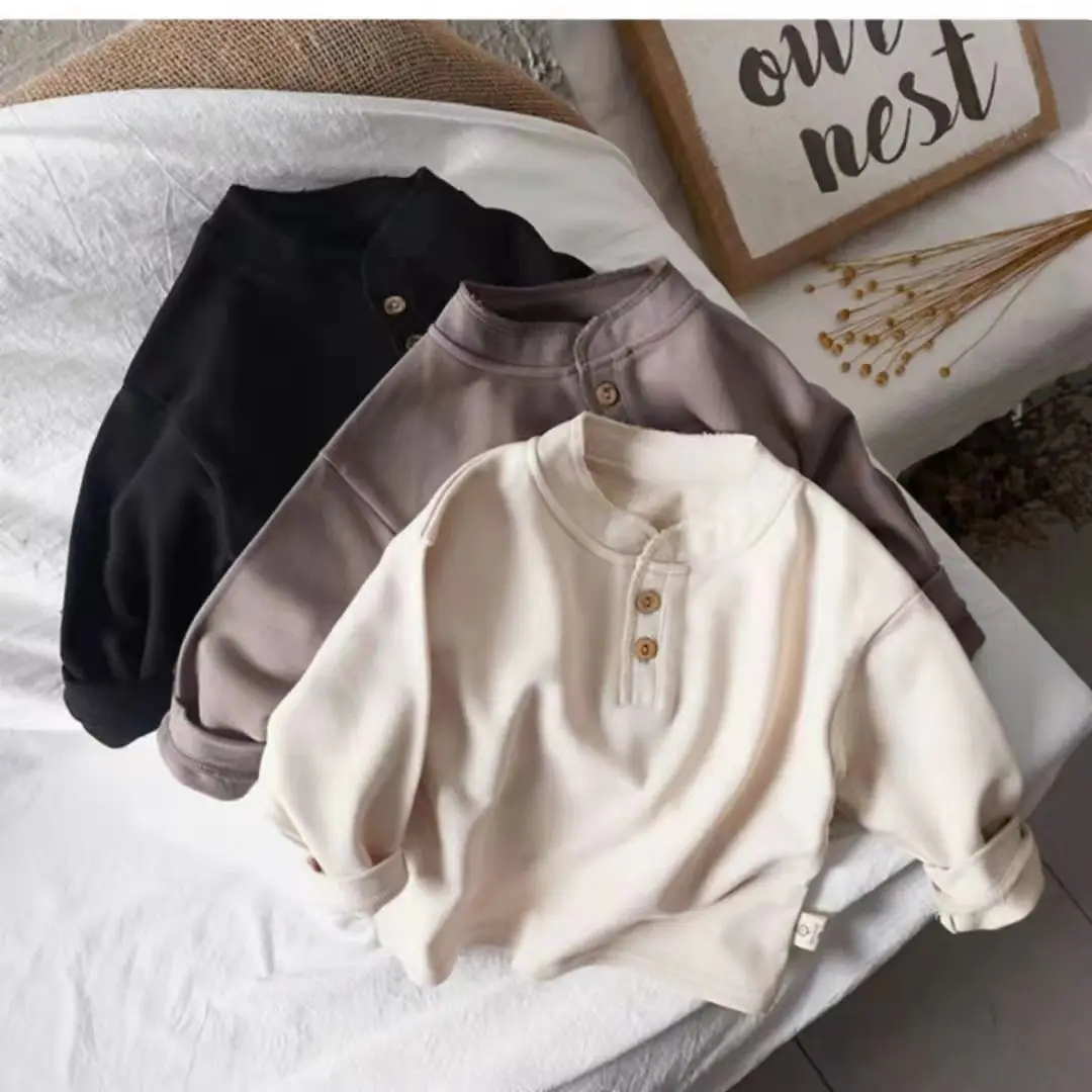 Kids Shirts New 2024 Autumn Undershirts Home Wear Fashion Korean Simple Style Fashion