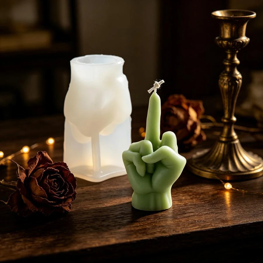 3D-Finger-Gesten-Silikonform, DIY Mittelfinger-Form Aroma-Diffusor Kerze, Gips-Handwerk, Zement-Seifenform