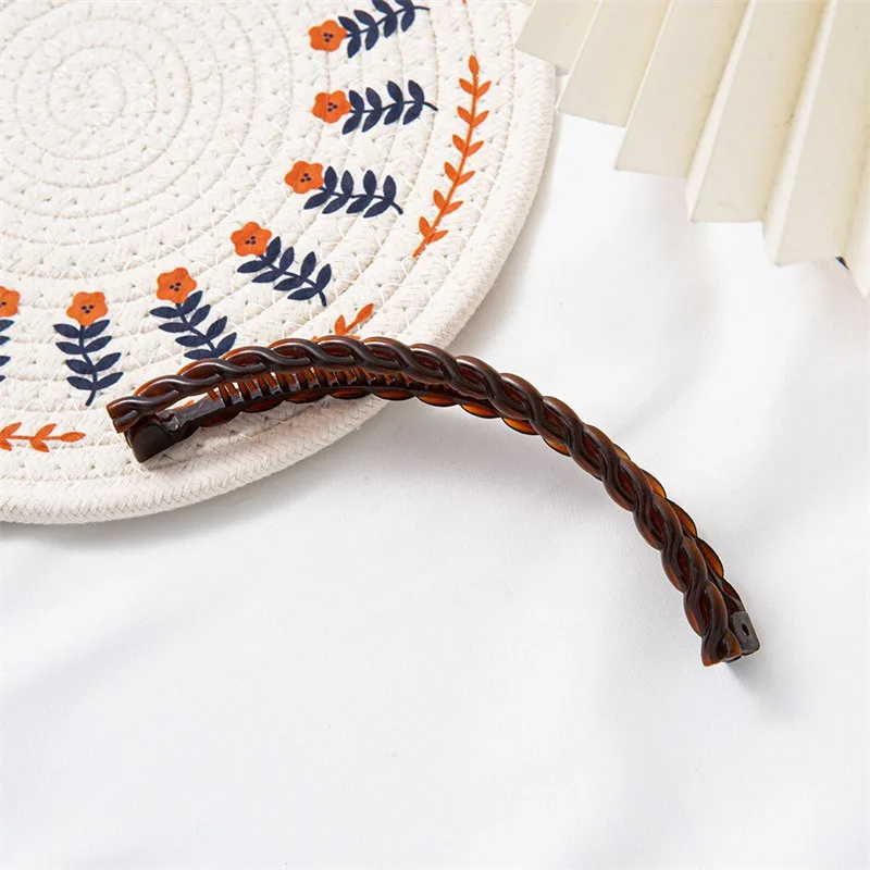 여성을위한 빈티지 바나나 헤어 클립 웨이브 빗 머리핀 Braide 헤어 스타일 도구 솔리드 컬러 패션 실용적인 헤어 액세서리