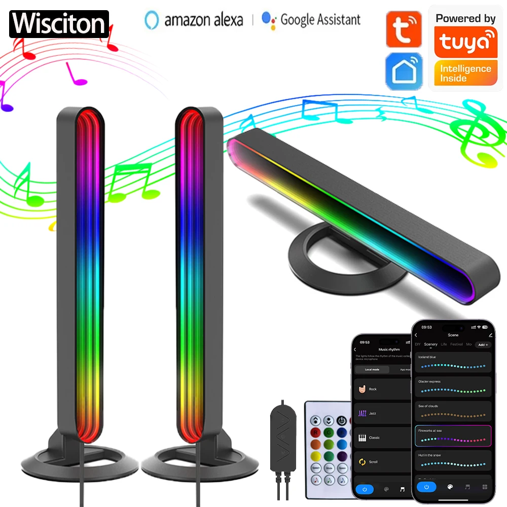 

RGB Smart LED Light Bar LED Holiday Esports Desktop Decoration Lamp Mirror Light Music Dynamic Desktop Lighting With-remote