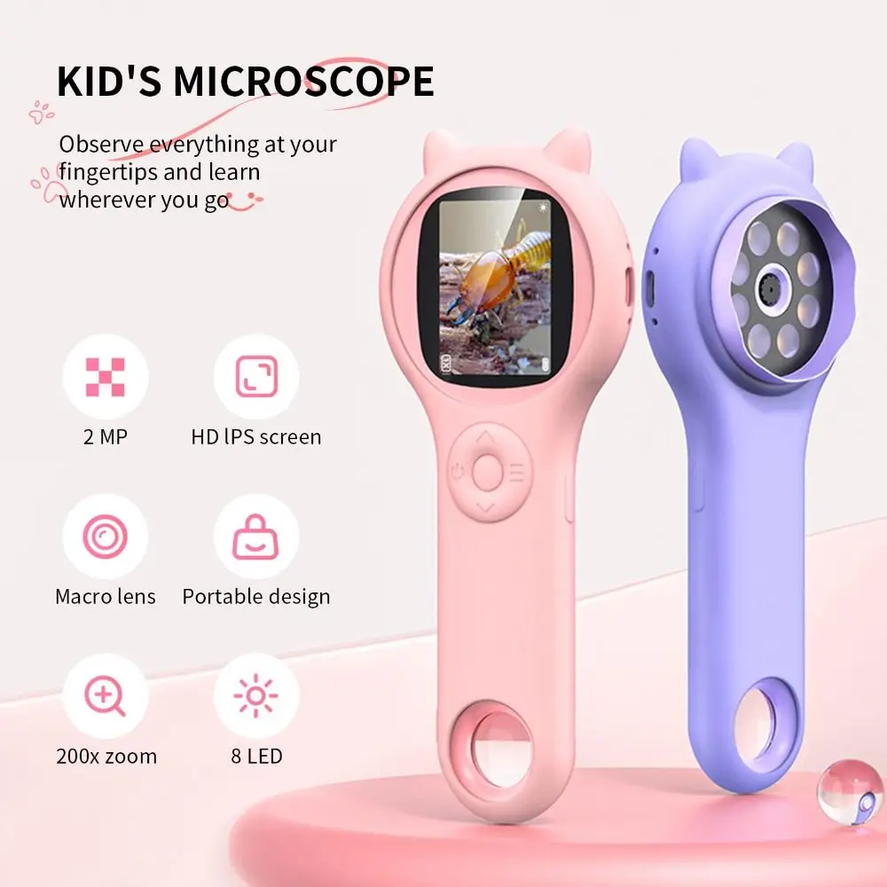 

Portable Kids Microscope Handheld High-definition Mini Digital Microscope 2 Million Lens Pixels Educational Science Toys