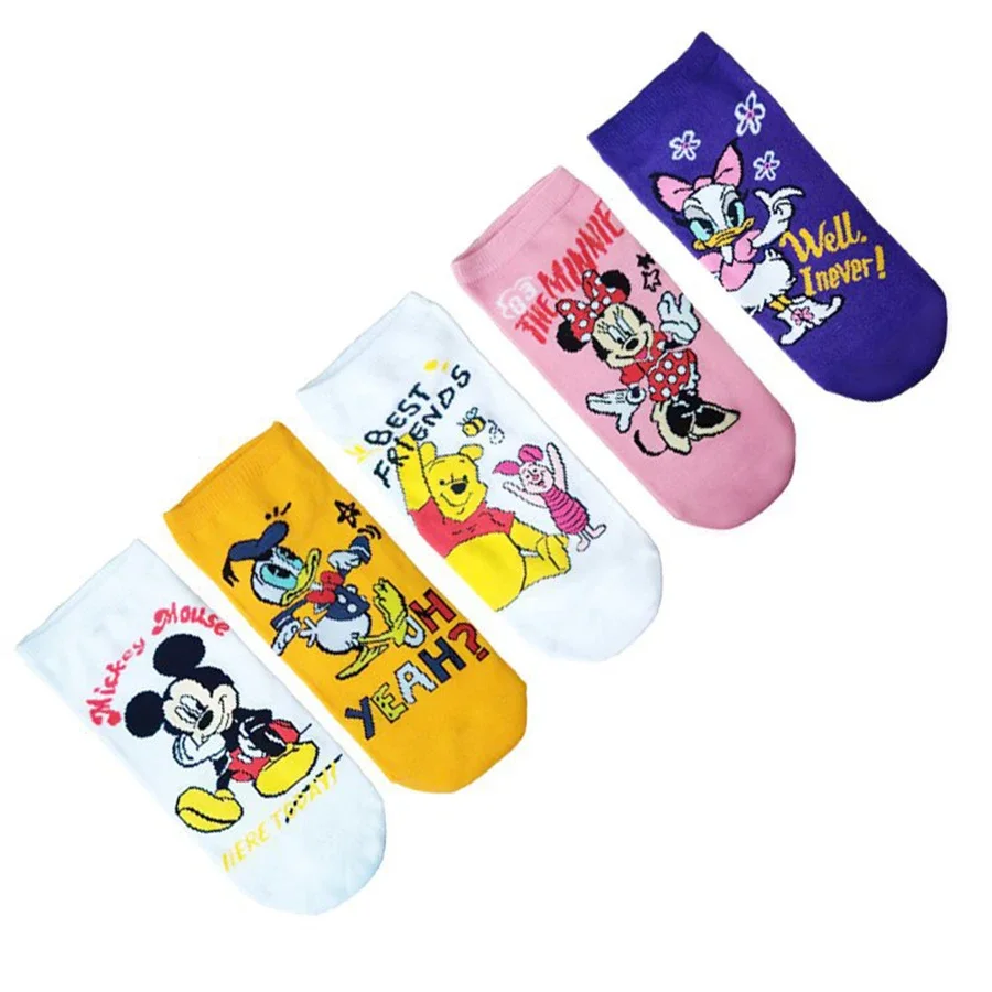 10pairs MINISO Disney Men Short Boat Socks Anime Movie Gamers Cartoon Socks Hip Hop Novelty Funny Sock