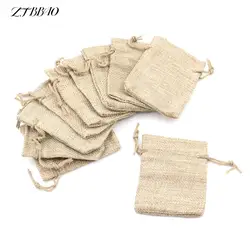 10pcs/lot 7x9cm Drawstring Bag Fashion Small Burlap Jute Sack Linen Pouch Bag Wedding Supplies