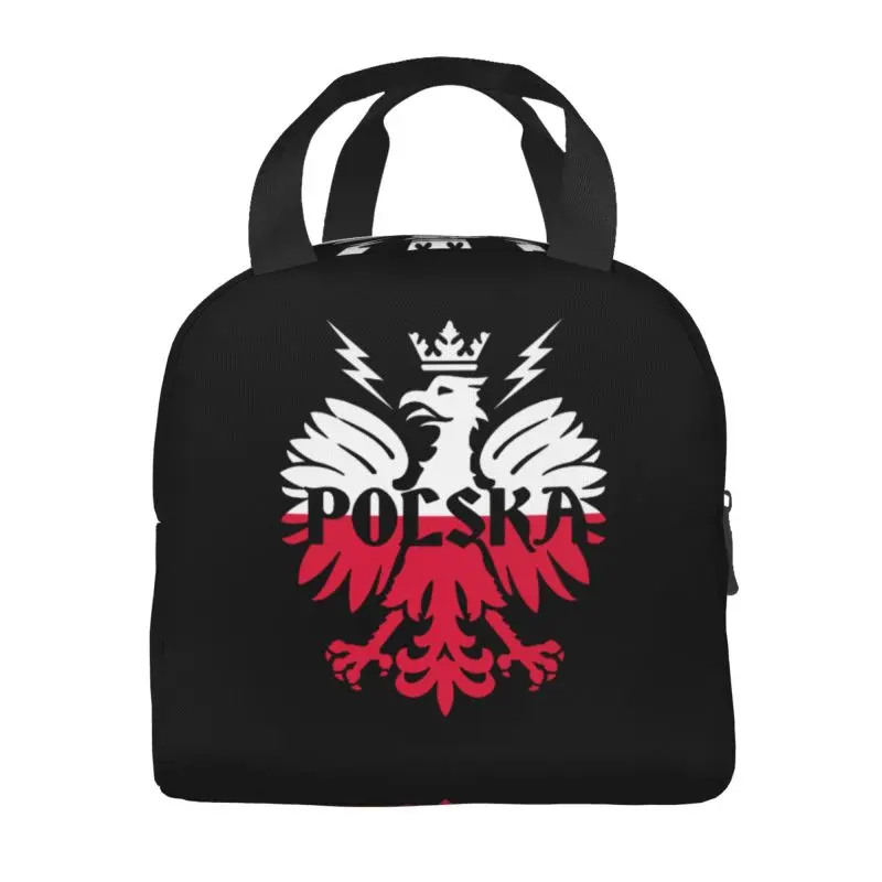 Custom Polska Polish Eagle Lunch Bag Men Women Poland Pride Warm Cooler Insulated Lunch Boxes for Children School