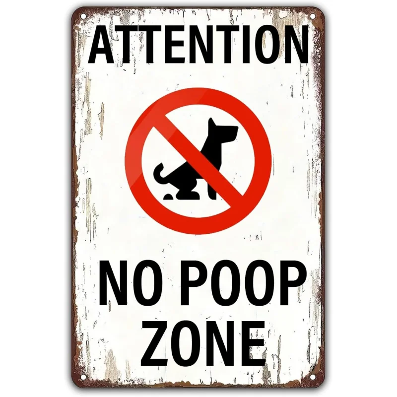 Achtung No Poop Zone Metallschild, Hund Hofschilder zum Aufhängen, Eisenmalerei, Plakette für Zuhause, Bar, Kneipe, Garage, Diner, Café, Männerhöhle