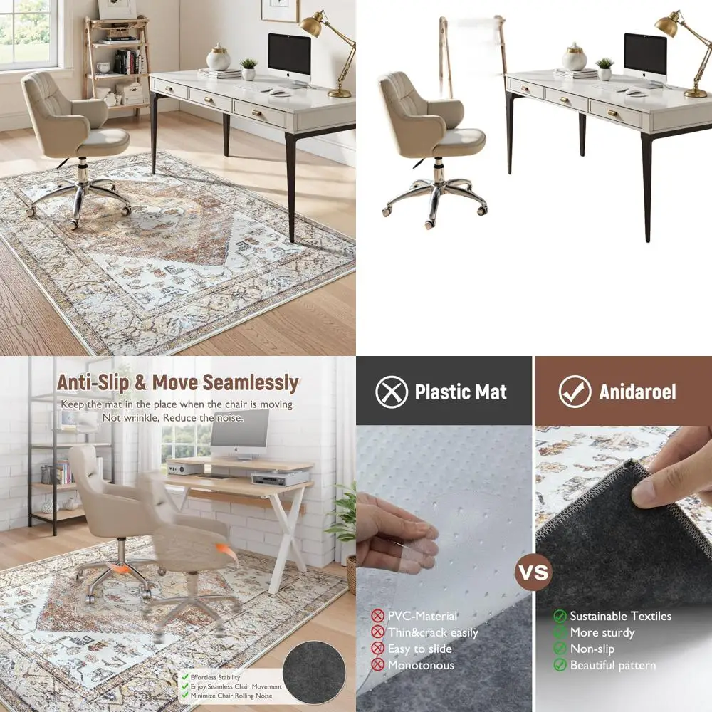 

Большой коврик для стула на колесиках 5x7 для паркетных полов и плитки, коврик для стула для домашнего офиса, противоскользящая защита пола, хаки