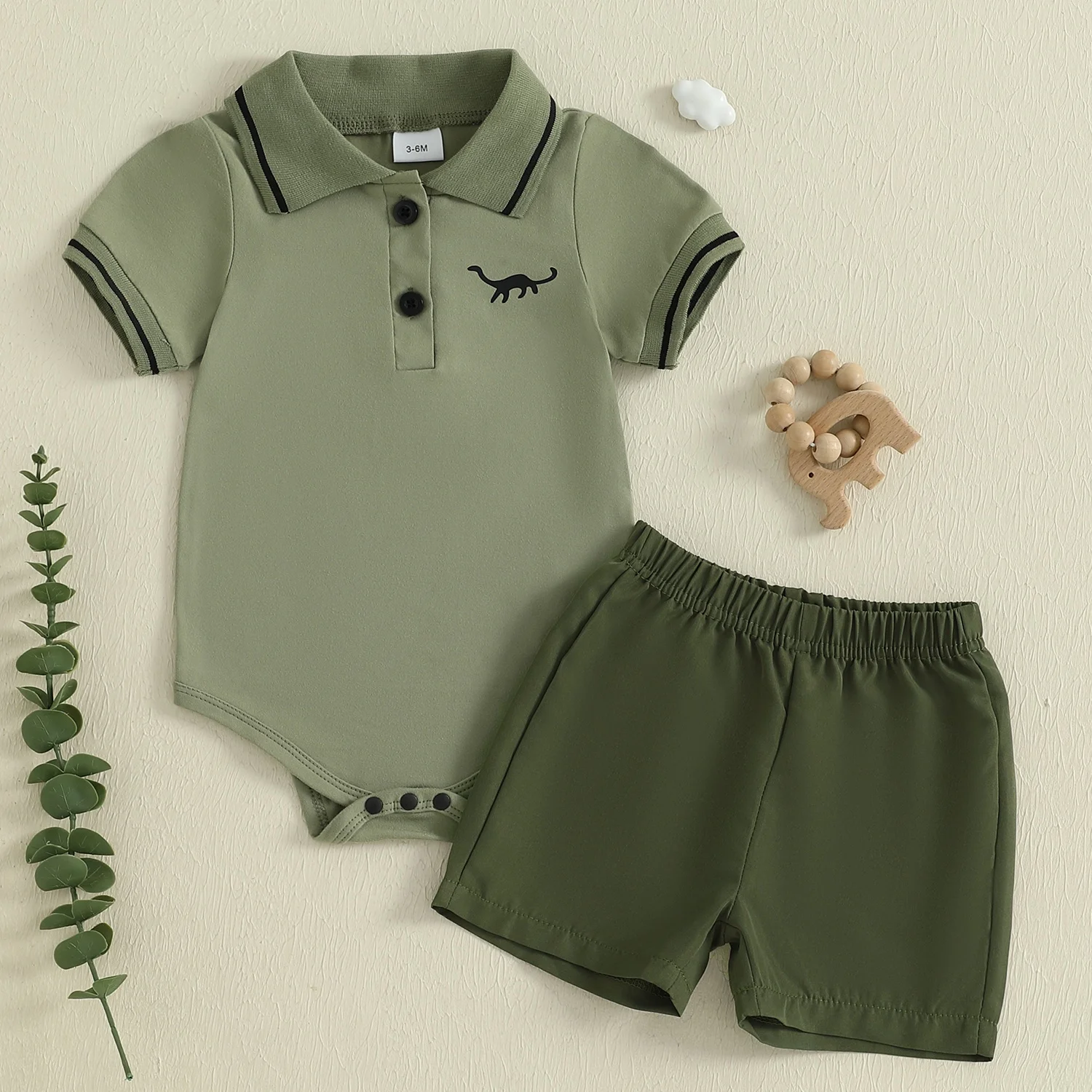 

Lioraitiin, комплект из 2 предметов для новорожденных мальчиков, летние наряды, комбинезон с короткими рукавами и воротником с лацканами, шорты, комплект одежды