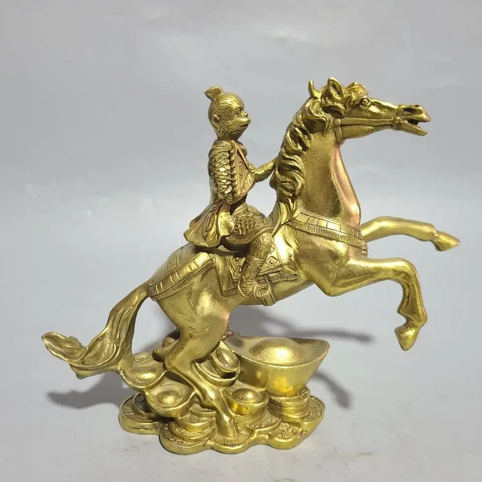 

Copper monkey riding a horse Statue symbolizing promotion and prosperity Statue Office Home Decor Gift for Desk Ornament