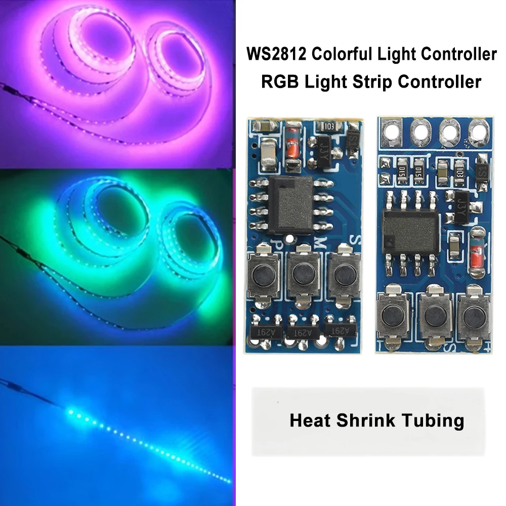 DC5-24V DC3-5V WS2812 5 모드 판타지 컬러 라이트 컨트롤러 보드 3 채널 RGB 라이트 스트립 컨트롤러