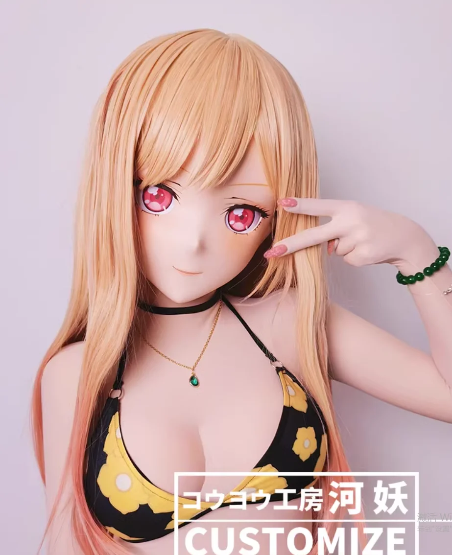 

C-58-78 Customize Full Head Resin Cartoon Cosplay Japanese Character Anime Role Play Crossdress Kigurumi Mask With Back Shell