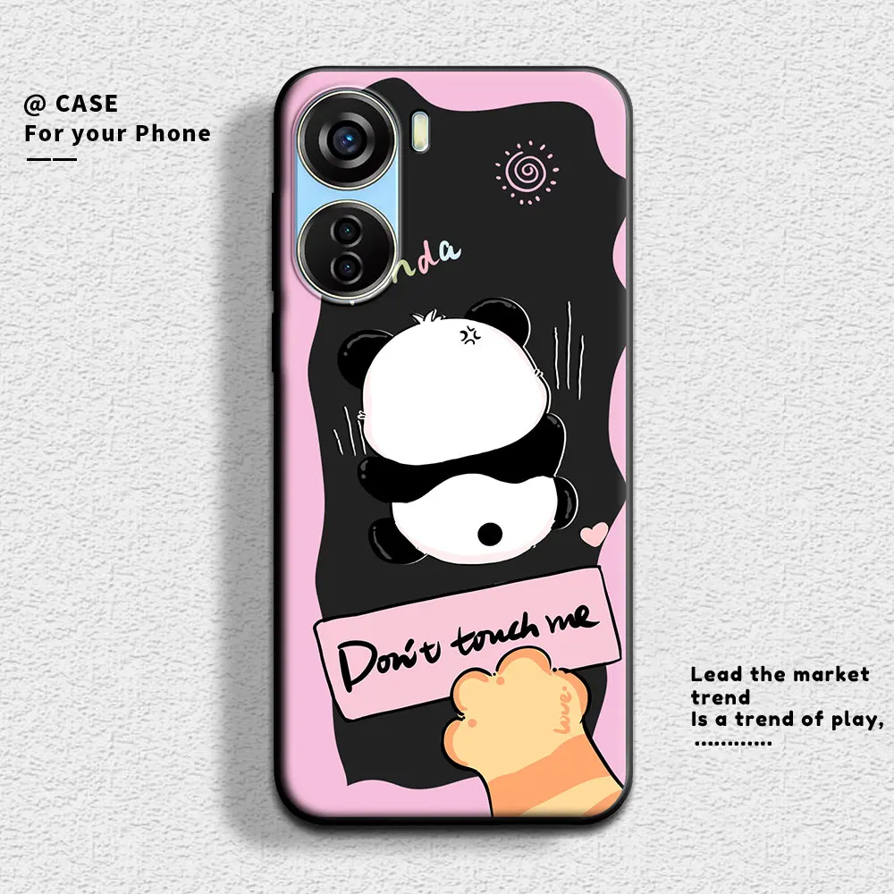 For ZTE Axon 40 Lite Case Cute Panda Soft Silicone Couple Phone Case For ZTE Blade V40 V50 Design 4G Protect Shockproof Cover