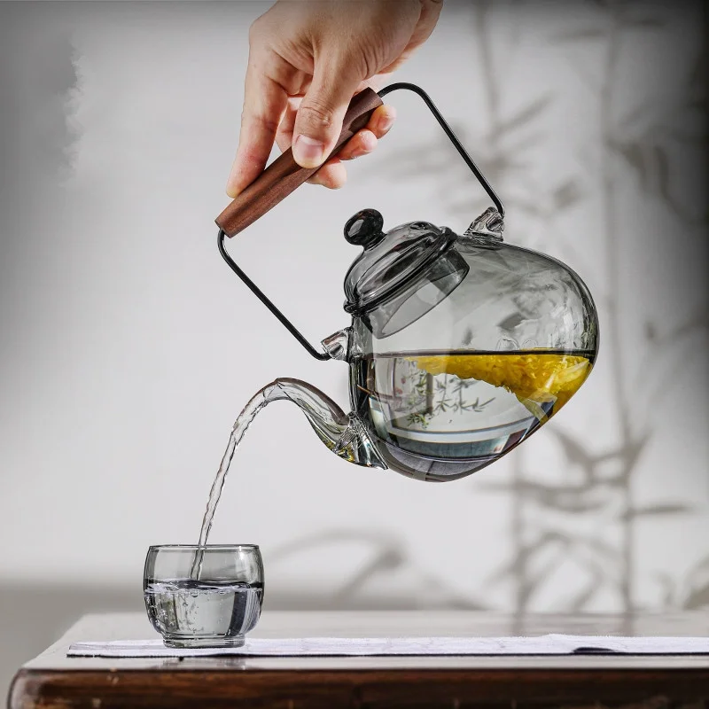 Japanese Style Tea Pot Heat-resistant Glass Teapot with Handle Home Can Electric Pottery Heating Kettle