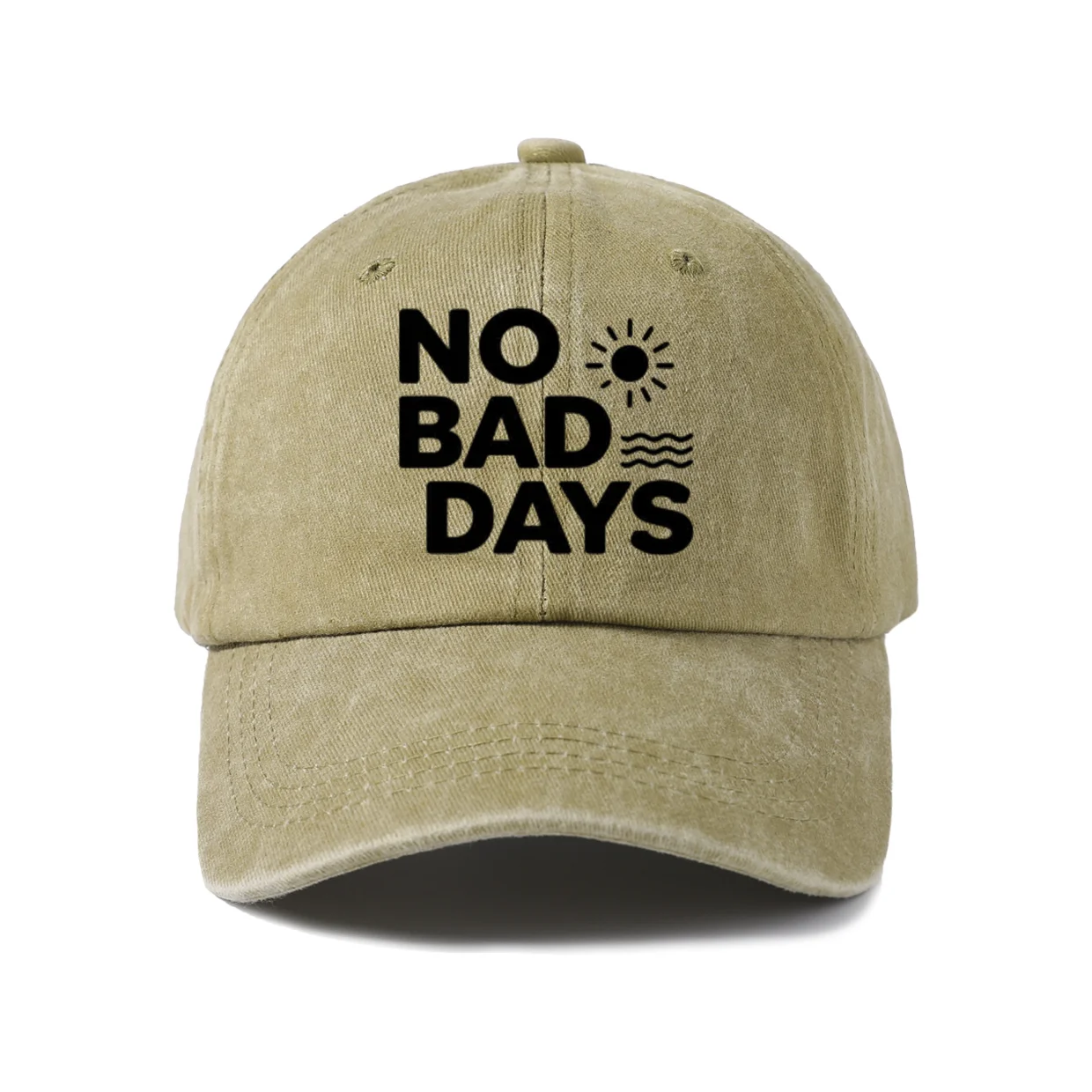 Vintage Washed No Bad Days Beach Quote Graphic Baseball Cap, Adjustable Unisex Dad Hat, Positive Summer Vacation Gift