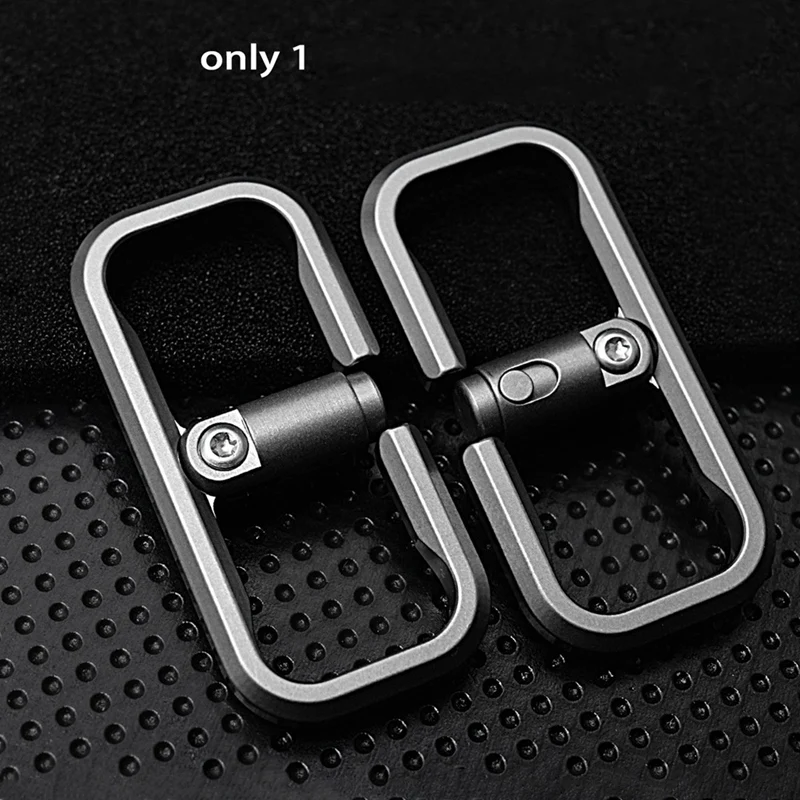 Titanium Alloy Press Lock Position Keychain Quick Release Car Keychain Cowhide Pendant EDC Gadget Gift For Men