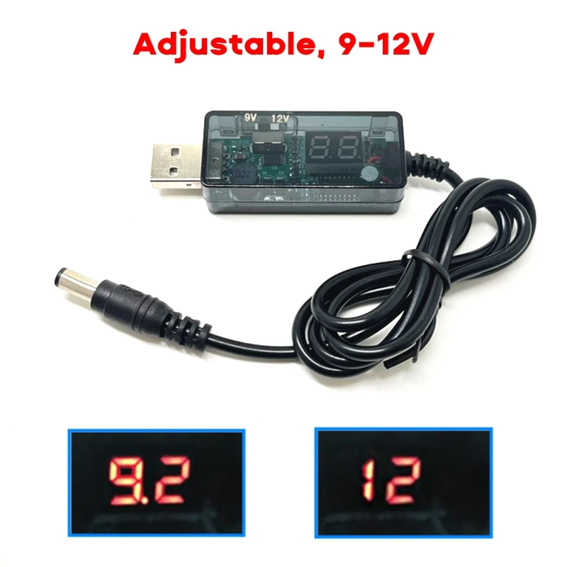 USB To DC Boost Converter Cable 5V to 9V 12V Adjustable Voltage Volt Led Display Transformer DC Power Regulator with Switch Cord