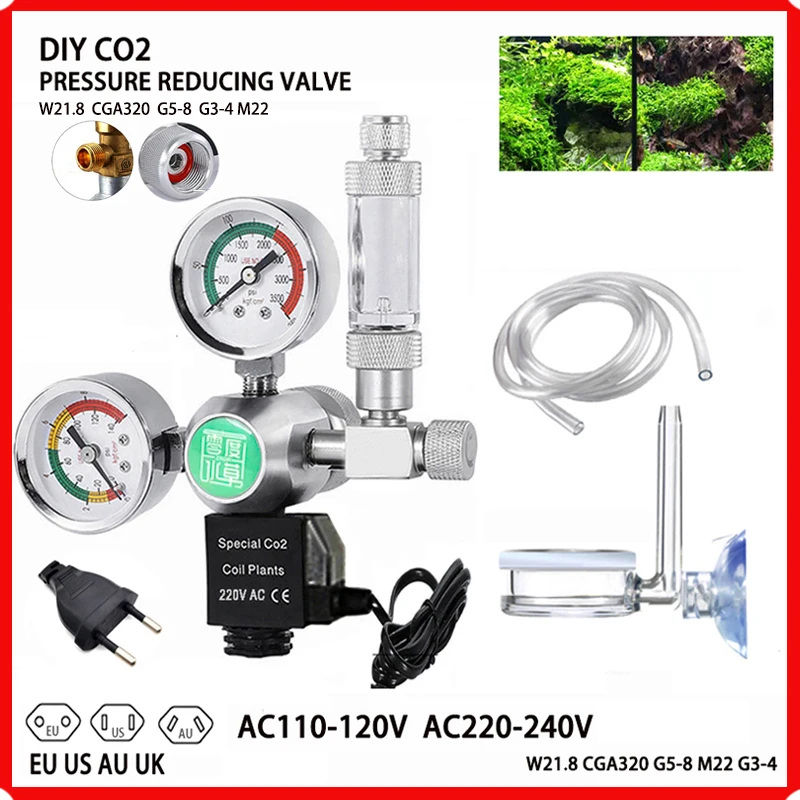 Aquarium CO2-Regler Elektromagnetischer Blasenzähler CO2-Gaszylinder Steuerungsgerät Fischbecken CO2-Druckminderer