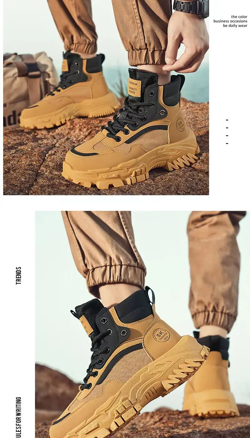 2026 Herren High-Top Arbeitsschutzschuhe Rutschfeste Verschleißfeste Frühling-Herbst Outdoor-Kletter-Arbeits-Sport-Trendstiefel – Detail 11