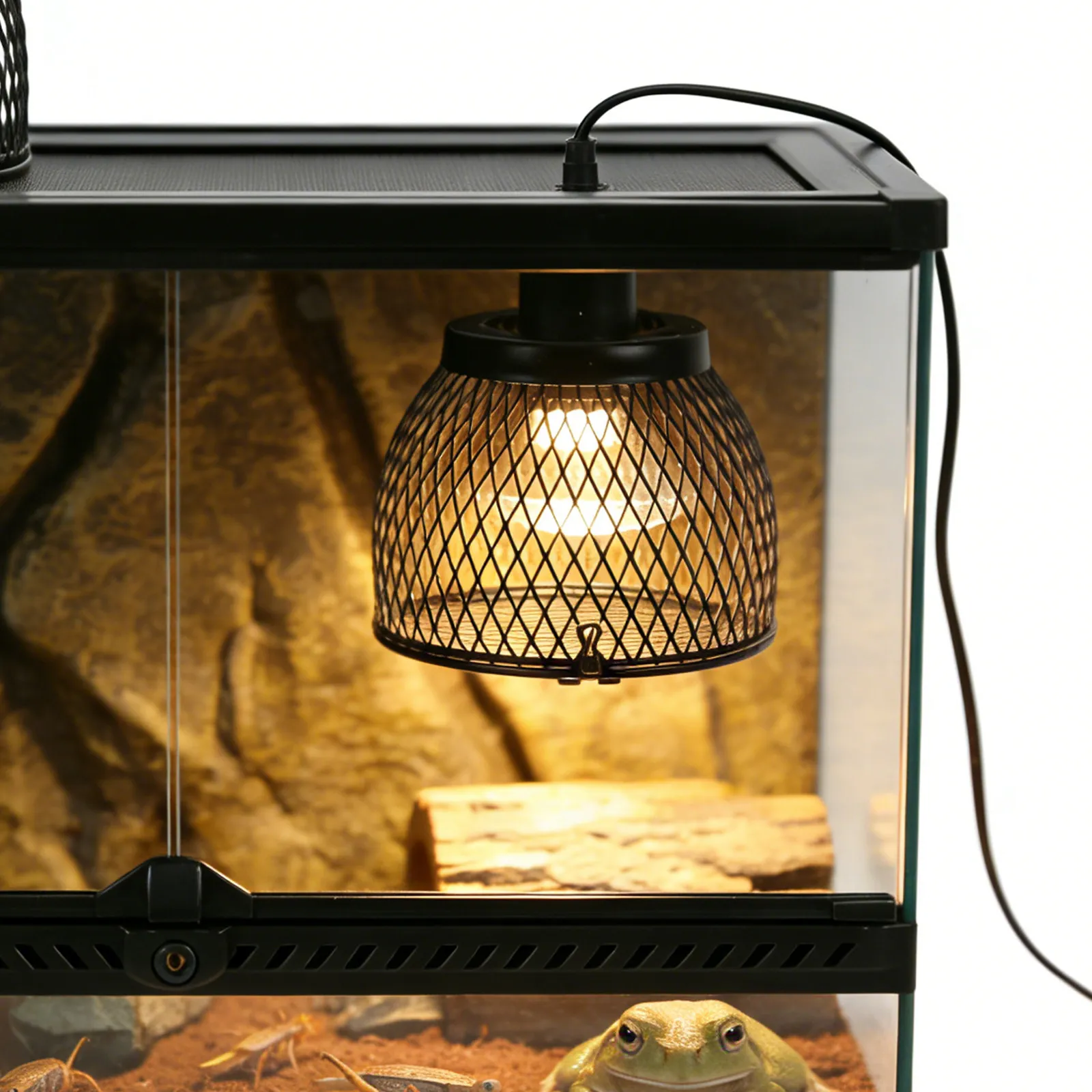 Reptile Heat Lamp Guard Anti-Scald Iron Art Wire Mesh Cover for Terrarium Lizard Bearded Dragon Turtle Snake 4.52x4.52x3.54 Inch view 6